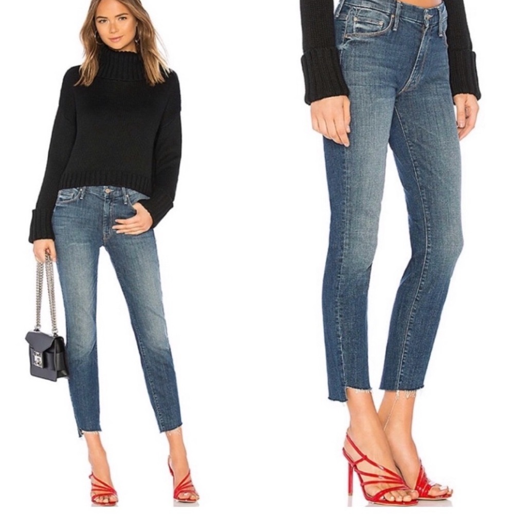 MOTHER Looker Ankle Step Fray Jeans in Can't Leave It Alone Size‎ 30